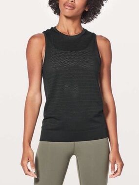 lululemon athletica Black Sleeveless Mesh Performance Tank